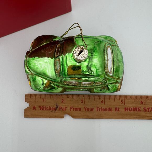 Lenox Ornament Glass Green Car 5 inch - Picture 6 of 9